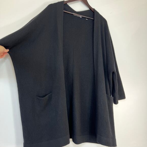 Vince. Cashmere Open Front Thick Chunky Cody Sweater Cardigan Black - Picture 2 of 7